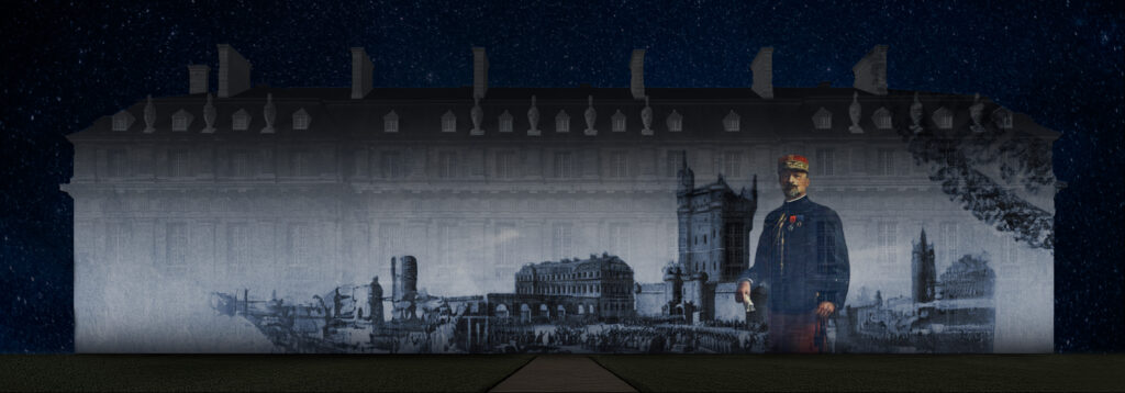 Variante historique en noir et blanc pour le mapping vidéo du Château de Vincennes