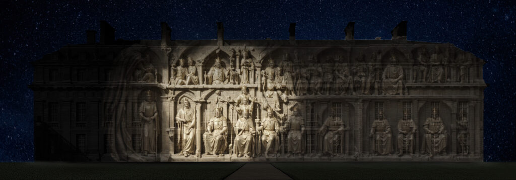 Variante exploratoire du mapping vidéo de Vincennes autour des rois de France