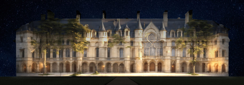 Recherche de lumière et de mémoire pour le mapping architectural de Vincennes
