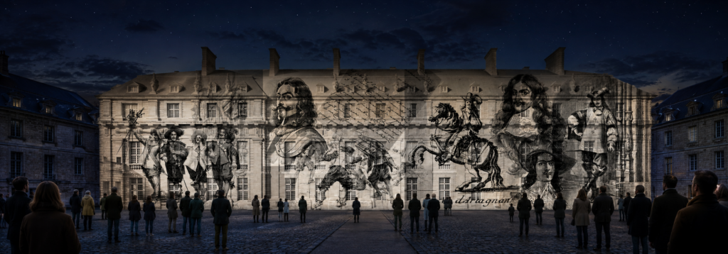 Étude visuelle historique adaptée aux fenêtres et aux lignes du Pavillon du Roi
