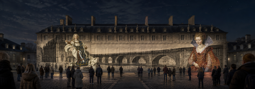 Composition de mapping architectural et patrimoine historique pour le Château de Vincennes