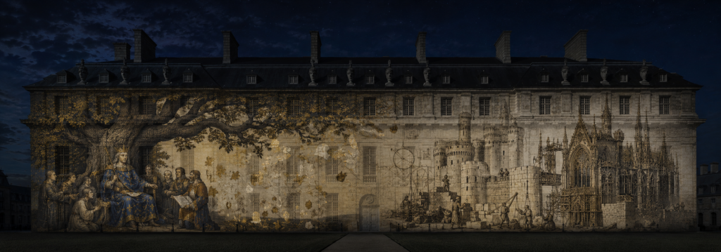L’arbre de justice et la naissance du Château de Vincennes, mockup de mapping vidéo par Nature Graphique